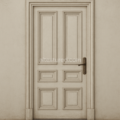 AI-Generated Seamless PBR Texture — Narrow historic entrance door in dark off-white painted wood inspired by late 19th…
