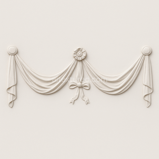 AI-Generated Seamless PBR Texture — seamless 4K texture of a wide neoclassical double stucco garland ornament inspired…