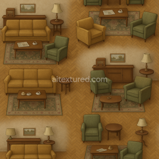 AI-Generated Seamless PBR Texture — Seamless living room 40's