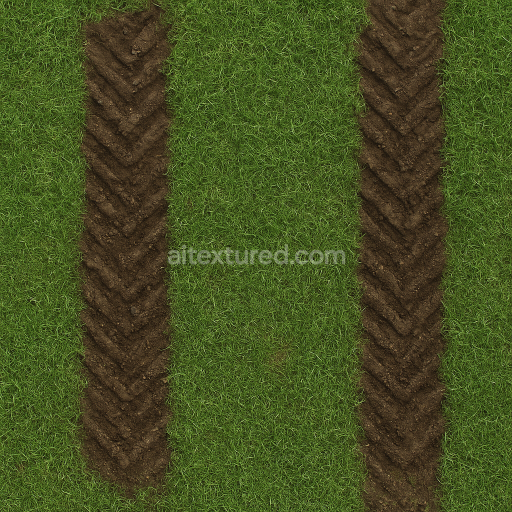 Free textures AI-Generated Seamless PBR Texture — grass with two dirt marks from big tractor  free download