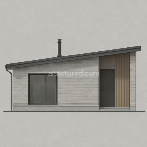 AI-Generated Seamless PBR Texture — Orthographic architectural elevation of a modern one-story house, left view, no per…