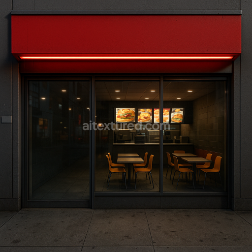 AI-Generated Seamless PBR Texture — “Crie uma textura 3D realista de fachada de fast food moderna estilo McDonald's, ma…