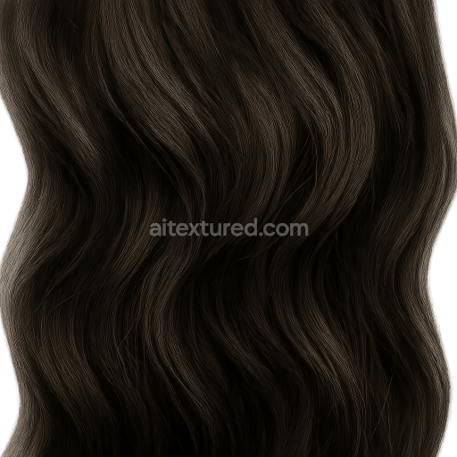 AI-Generated Seamless PBR Texture — ultra-realistic macro photo of long natural dark brown human hair strands, smooth w…
