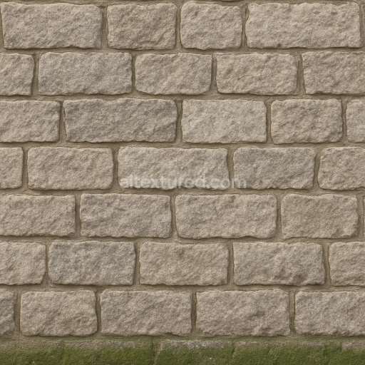 AI-Generated Seamless PBR Texture — stone basis of a european house seamless wider than high with a little bit of moss…