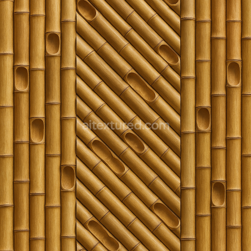 AI-Generated Seamless PBR Texture — A seamless decorative wall with bamboo wood, of course all the bamboo must be cut i…