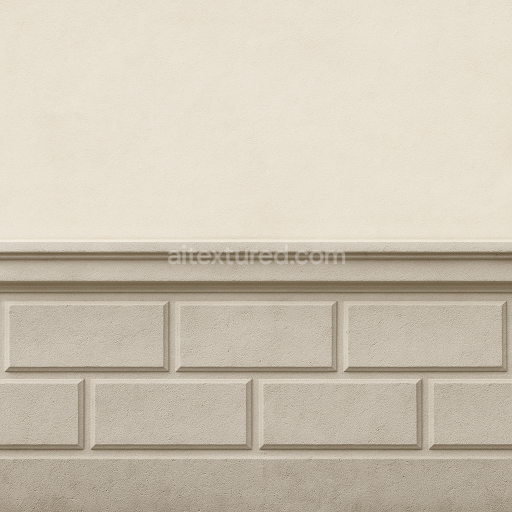 AI-Generated Seamless PBR Texture — Front view of a baroque or early neoclassical façade section showing the transition…
