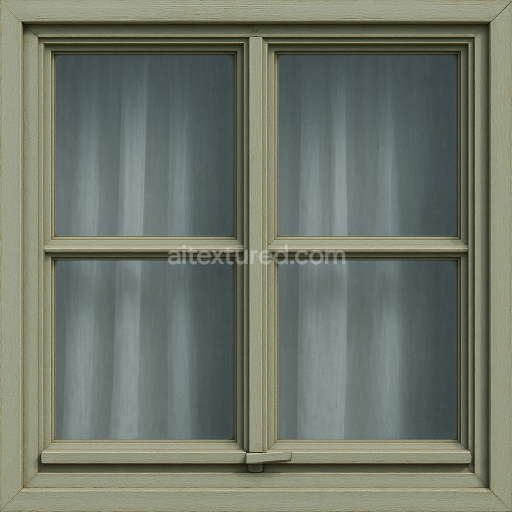 AI-Generated Seamless PBR Texture — Ultra-realistic texture of a historic European double-hung sash window with cross-s…