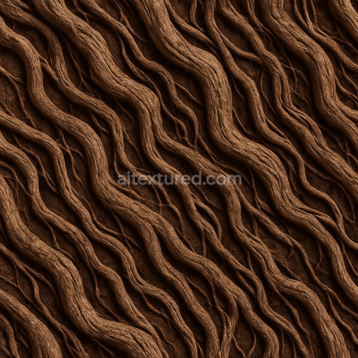AI-Generated Seamless PBR Texture — Seamless tileable texture of long, intertwined tree roots with high variation in th…