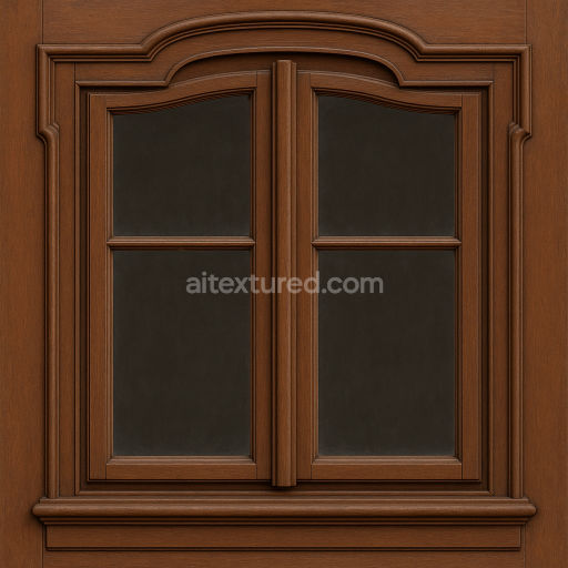 AI-Generated Seamless PBR Texture — Prompt: Front view of a traditional European wooden window designed to match a hist…