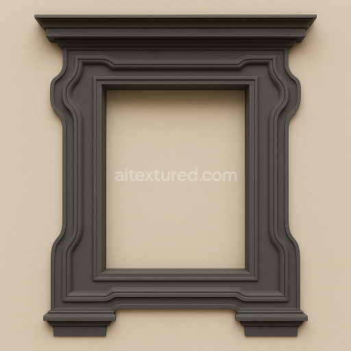 AI-Generated Seamless PBR Texture — Seamless, perfectly front-facing texture of a baroque-style window surround made of…