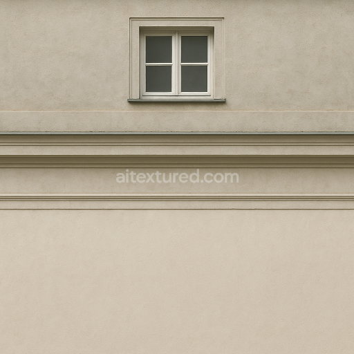 AI-Generated Seamless PBR Texture — Frontal architectural texture of the upper façade zone of an 18th-century baroque o…