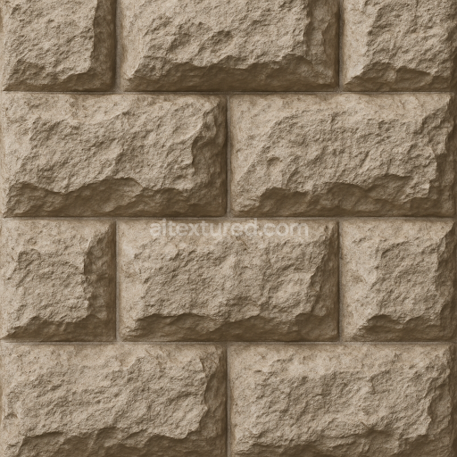 AI-Generated Seamless PBR Texture — Seamless tileable vertical strip of rough-hewn stone inspired by historicist archi…