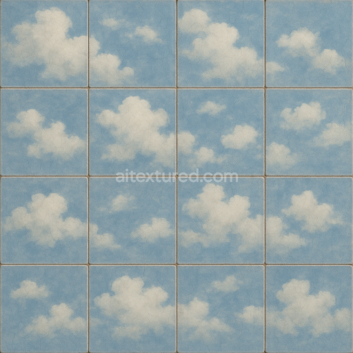 AI-Generated Seamless PBR Texture — Seamless photo of bathroom tiles with blue cloud design