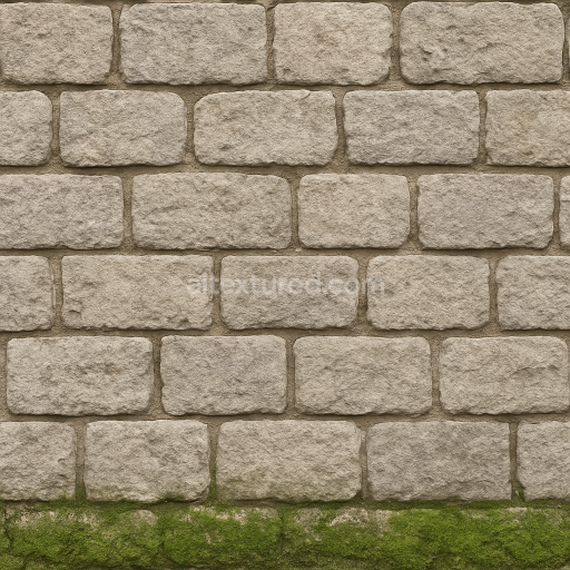 AI-Generated Seamless PBR Texture — stone basis of a european house seamless wider than high with moss on the base