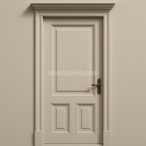 AI-Generated Seamless PBR Texture — Narrow wooden entrance door painted in dark off-white, inspired by late 19th-centur…