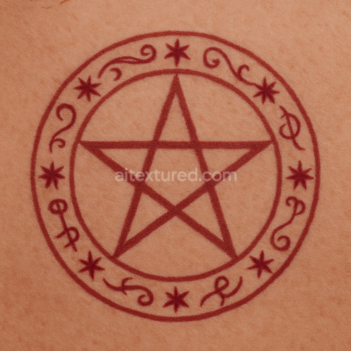 AI-Generated Seamless PBR Texture — skin with witch circle tattoo make with dark red.