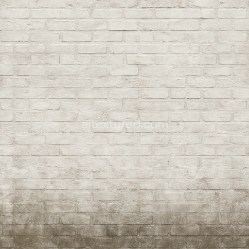 AI-Generated Seamless PBR Texture — Seamless whitewashed brick wall with visible aging and dirt accumulation near the…