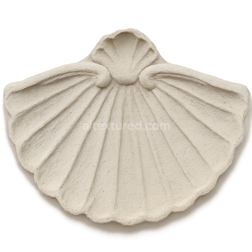 AI-Generated Seamless PBR Texture — Reconstruct the exact architectural shell ornament from the provided reference imag…