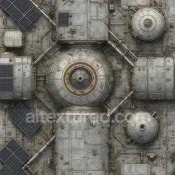 Generated seamless crea una imagen que pueda utilizarse como textura para un modelo 3d la imagen tiene que mostrar realismo y detalle debe basarse en la estacion espacial internacional o similares texture 1024x1024 PBR