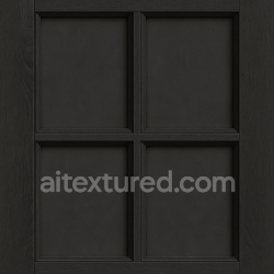 Generated seamless create a wooden window in light black partitioned in four parts. the ratio is 13 high and 8 wide. no shadows. texture 1024x1024 PBR