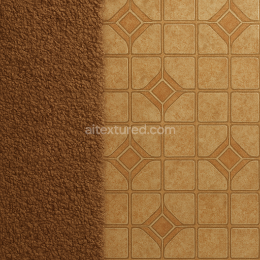 AI-Generated Seamless PBR Texture — Close-up texture of a 1980s American home floor, vintage interior, typical linoleum…