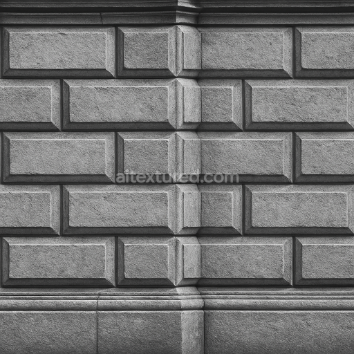 AI-Generated Seamless PBR Texture — Create a seamless, high-resolution grayscale texture of baroque-style rusticated ma…