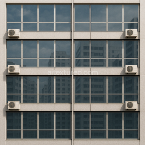 Preview — AI-Generated Seamless PBR Texture — Gere uma imagem PNG realista (1024x1024) da fachada de um prédio comercial moderno…