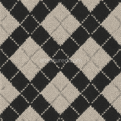 AI-Generated Seamless PBR Texture — classic argyll pattern knit black and white Seamless tileable realistic surface d…