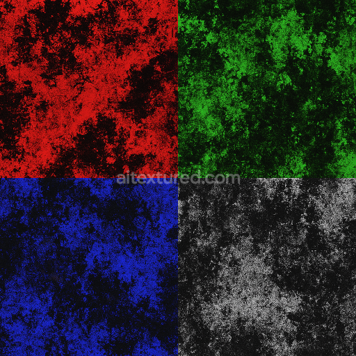 AI-Generated Seamless PBR Texture — tile RGB grunge mask for color variation with grayscale mask in each channel