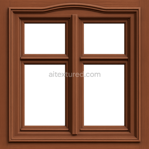 AI-Generated Seamless PBR Texture — Seamless, tileable PBR texture of a baroque-style double-sash wooden window, inspir…