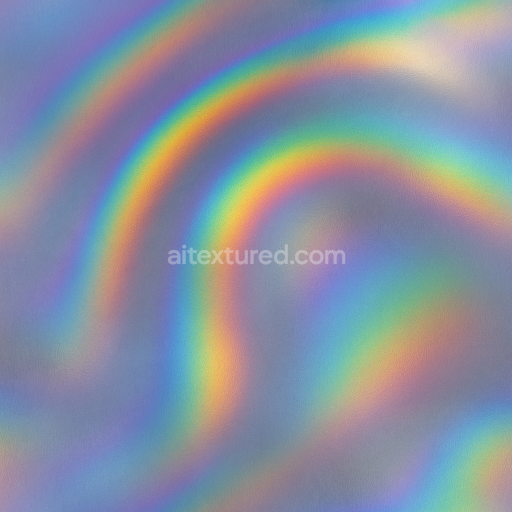 AI-Generated Seamless PBR Texture — iridescent metal surface, CD-like rainbow reflection, holographic thin-film interfe…