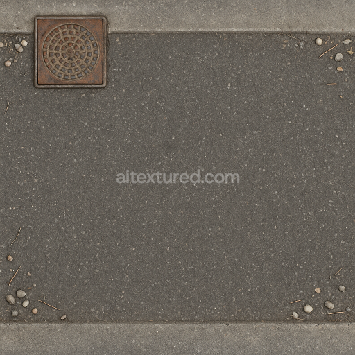 AI-Generated Seamless PBR Texture — Image of an asphalt ground covered with very little dust and randomly. In the upper…