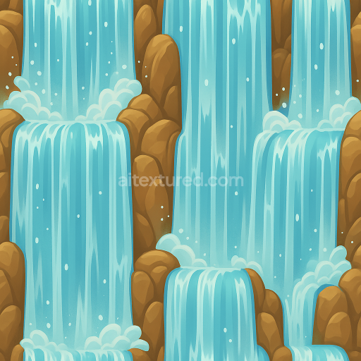 AI-Generated Seamless PBR Texture — buatkan aku texture waterfall versi cartoon