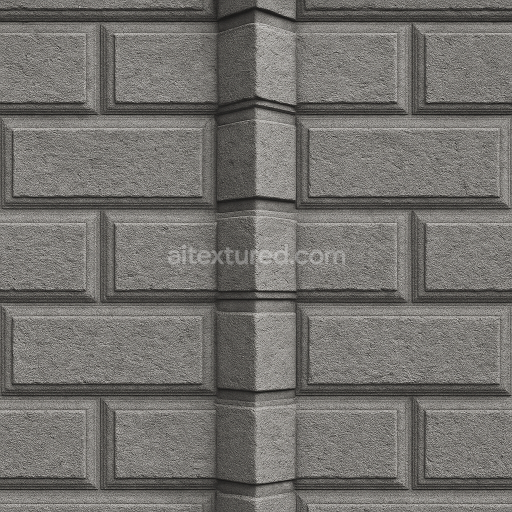 AI-Generated Seamless PBR Texture — Generate a seamless, high-resolution grayscale texture of baroque-style rusticated…