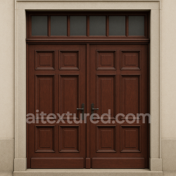 seamless AI-Generated Seamless PBR Texture — Front view of a traditional double wooden entrance door in the style of late 19th-c… texture 8k free download PBR