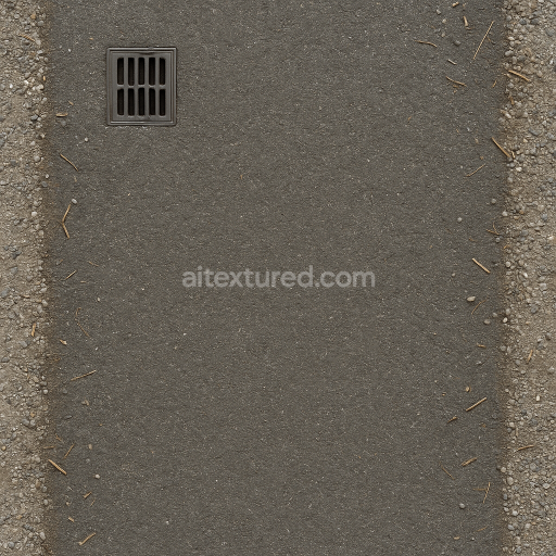 AI-Generated Seamless PBR Texture — Image of asphalt ground covered with very little dust and randomly. On the sides of…