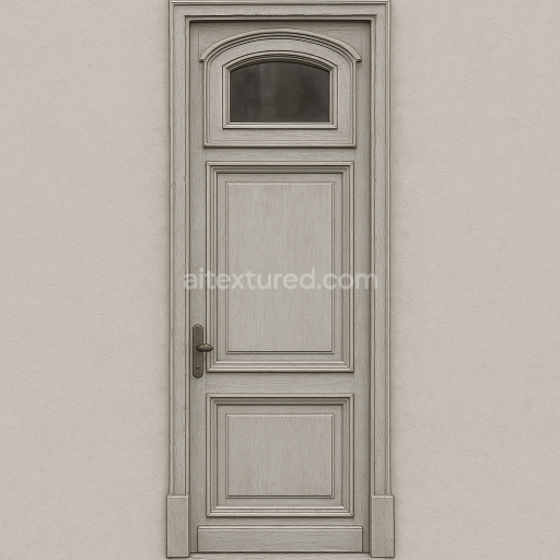 AI-Generated Seamless PBR Texture — create a very narrow wooden door like in paris in light gray with one window and wi…