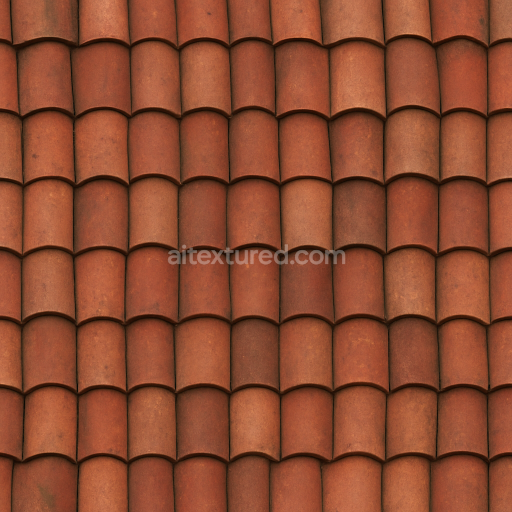 AI-Generated Seamless PBR Texture — Seamless texture of traditional clay roof tiles in various warm red tones, typical…
