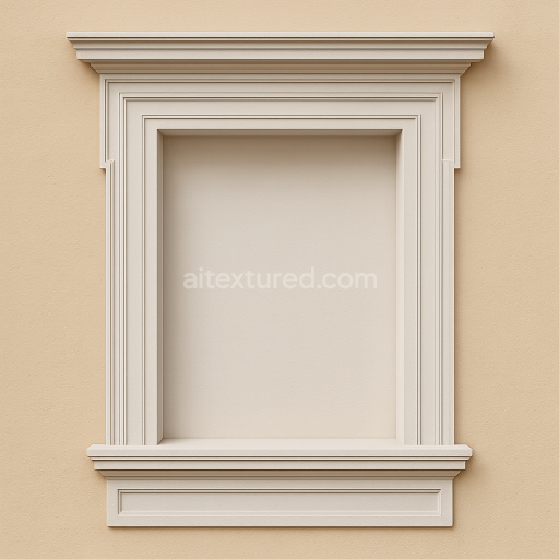 AI-Generated Seamless PBR Texture — Seamless, front-facing texture of a neoclassical window surround forming an elegant…