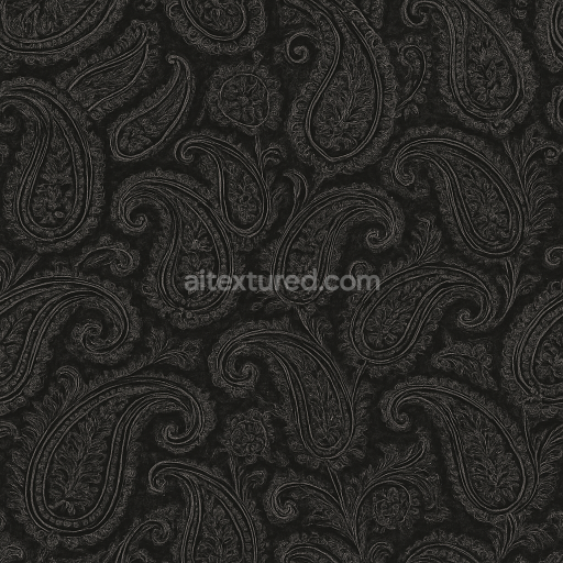 AI-Generated Seamless PBR Texture — classic paisley pattern silk black and white Seamless tileable realistic surface…