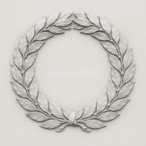 AI-Generated Seamless PBR Texture — seamless black and white texture of a perfectly round classical wreath relief, desi…