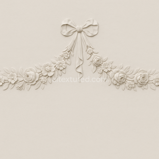 AI-Generated Seamless PBR Texture — seamless 4K texture of an elegant neoclassical stucco garland ornament inspired by…