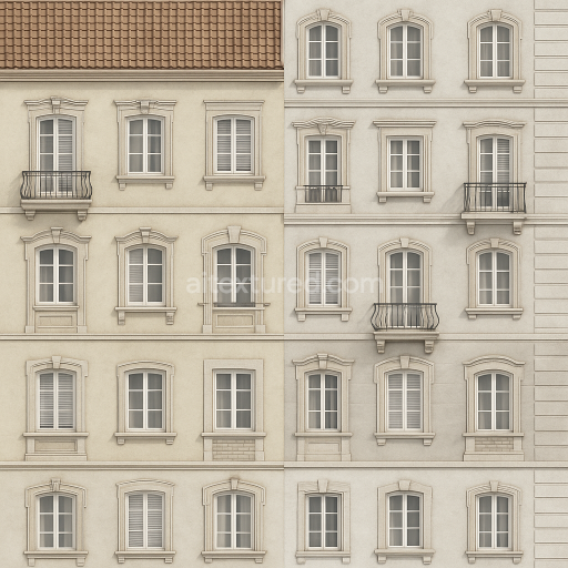 AI-Generated Seamless PBR Texture — Generate a seamless PBR texture of upscale city houses. Include painted walls (ligh…