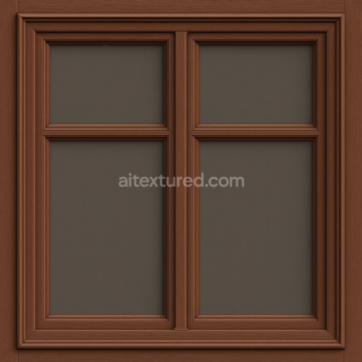 AI-Generated Seamless PBR Texture — Seamless, tileable PBR texture of a classic double-sash wooden window with four gla…