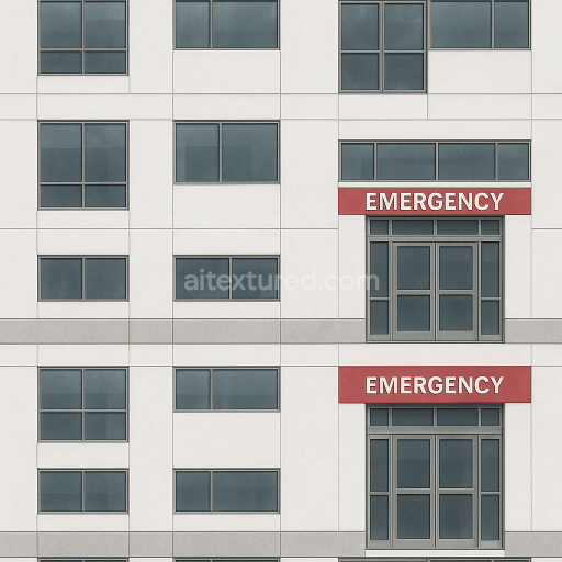 AI-Generated Seamless PBR Texture — Generate a seamless PBR texture of a modern hospital exterior. Include clean white…