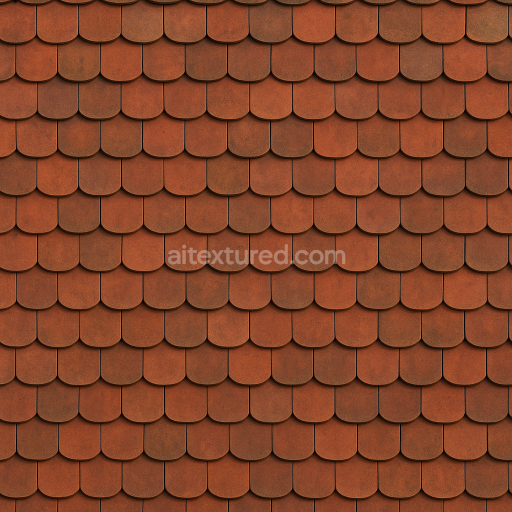 AI-Generated Seamless PBR Texture — Seamless, front-facing architectural roof texture showing a historic clay tile roof…