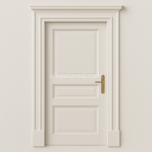 AI-Generated Seamless PBR Texture — single entrance door in dark white, neoclassical townhouse style, smooth painted wo…