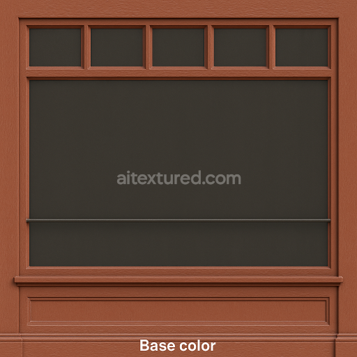 AI-Generated Seamless PBR Texture — Seamless, high-resolution PBR-ready frontal texture of a traditional shopfront wind…