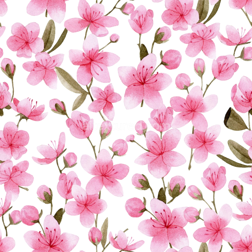 Seamless 3D PBR Texture Featuring Hand-Painted Pink Flower Floral Pattern
