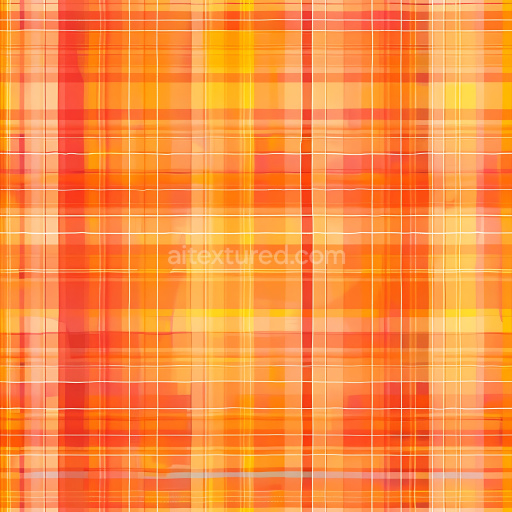 Seamless 3D PBR Texture of Vibrant Orange and Yellow Plaid Fabric Pattern